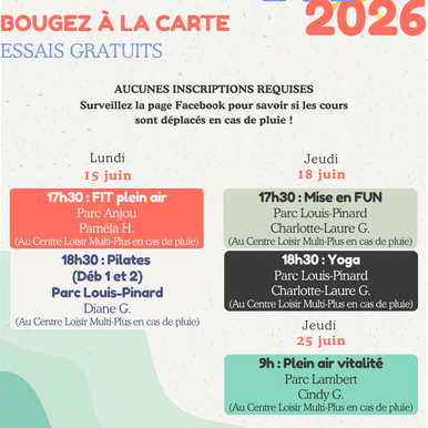 Essais gratuits : Bougez à la carte